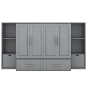 Murphy Bed With Shelves, Drawers And USB Ports