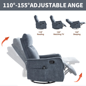 Blue Heat Massage Manual Recliner Chair