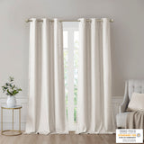 Tonal printed faux silk total blackout curtain panel pair(2 pcs window panels)