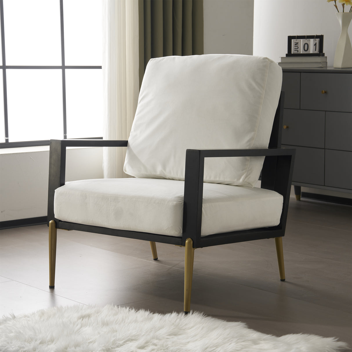 Bravada Velvet Armchair with Gold-Toned Frame by Christopher Knight Home