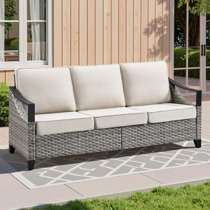 73.4" Wide Outdoor Wicker Sofa