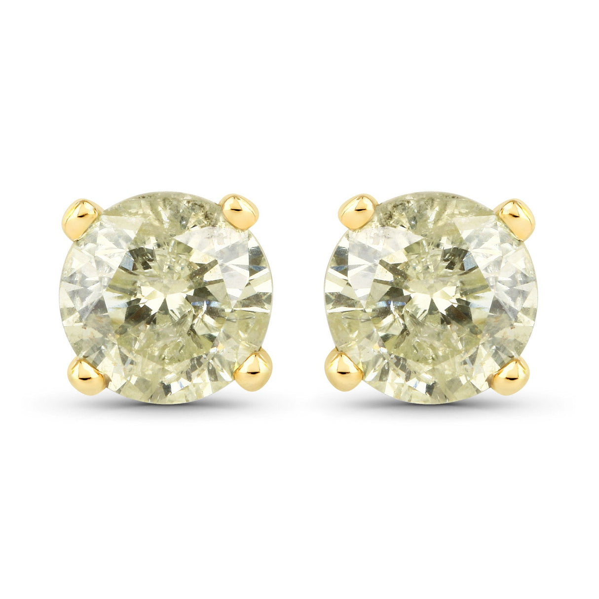 1.15 Carat Genuine LB Diamond 14K Yellow Gold Earrings