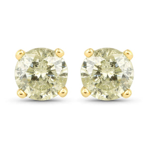 1.15 Carat Genuine LB Diamond 14K Yellow Gold Earrings