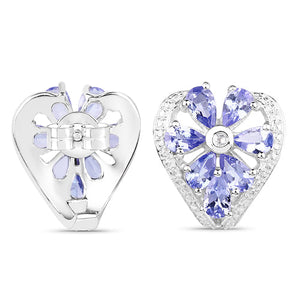 2.97 Carat Genuine Tanzanite & White Topaz .925 Sterling Silver Earrings