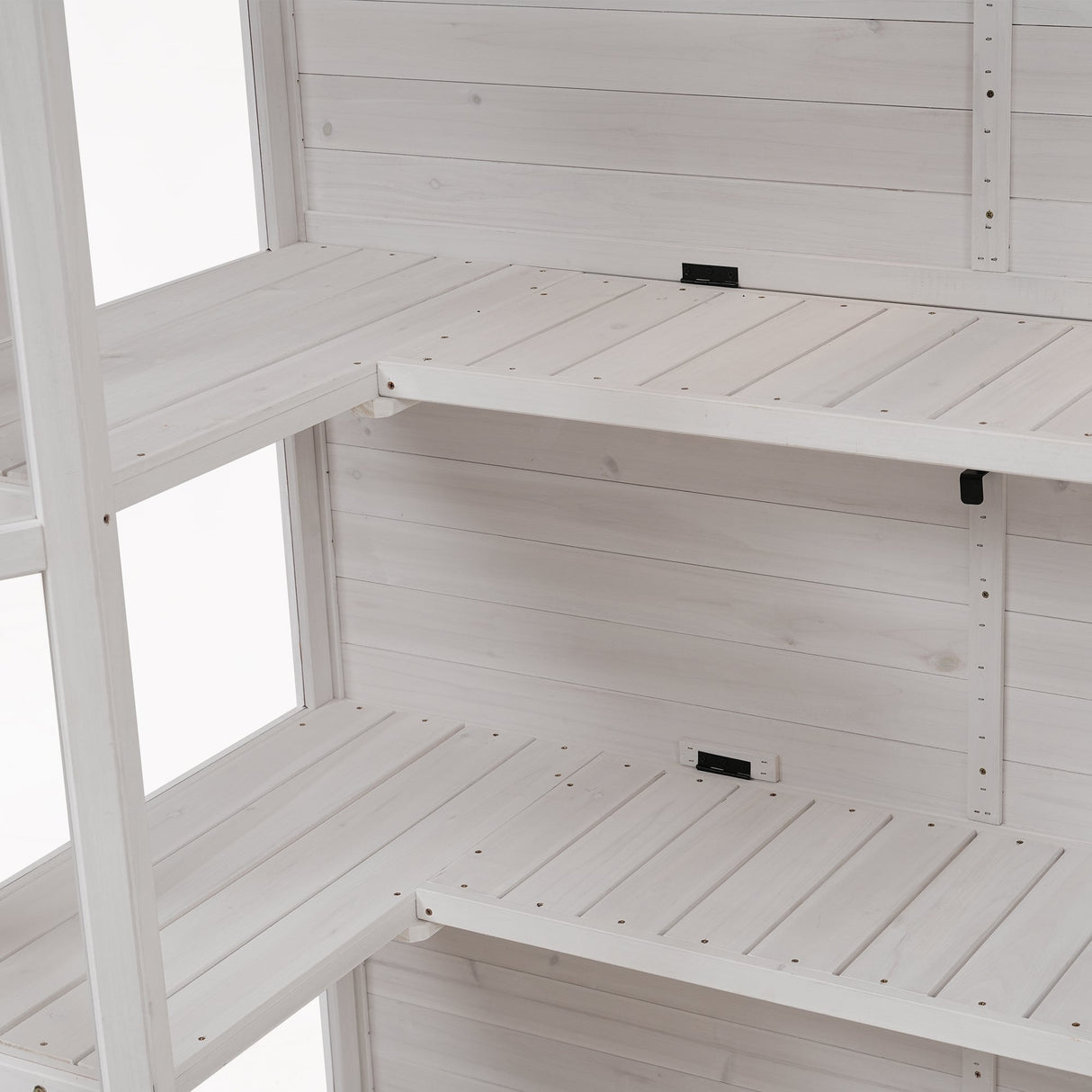 TOPMAX 78-inch Wooden Walk-in Greenhouse with 4 Skylights and Folding Shelves