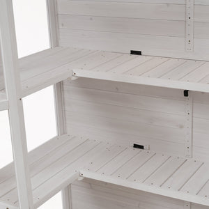 TOPMAX 78-inch Wooden Walk-in Greenhouse with 4 Skylights and Folding Shelves