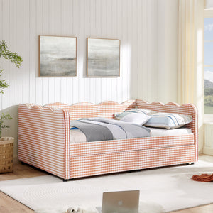 Full Size Cozy Gingham Daybed with Two Storage Drawers