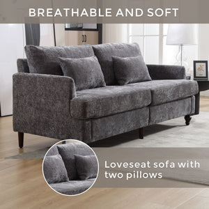 Mid Century Modern Fabric Loveseat Sofa, 2 Seat Upholstered Couch