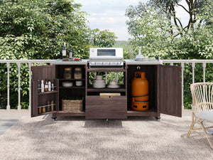 K&K 66.5' Outdoor Kitchen Island for Big Green Egg Grills