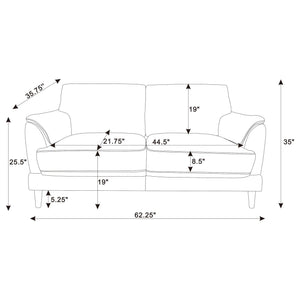 Dania - Upholstered Crescent Loveseat With Curved Tufted Arms - Rust