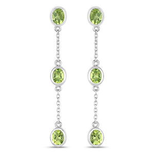 2.10 Carat Genuine Peridot .925 Sterling Silver Earrings