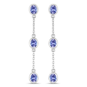 1.98 Carat Genuine Tanzanite .925 Sterling Silver Earrings