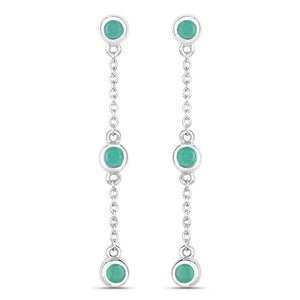 0.60 Carat Genuine Emerald .925 Sterling Silver Earrings