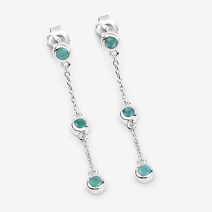 0.60 Carat Genuine Emerald .925 Sterling Silver Earrings