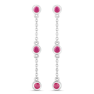 0.78 Carat Genuine Ruby .925 Sterling Silver Earrings