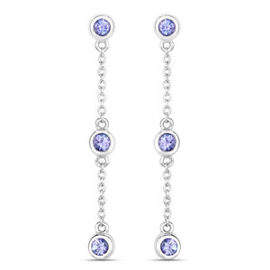 0.60 Carat Genuine Tanzanite .925 Sterling Silver Earrings