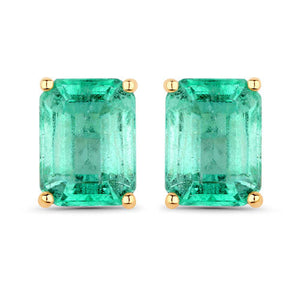2.75 Carat Genuine Ethiopian Emerald 14K Yellow Gold Earrings
