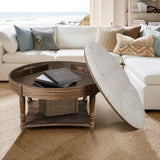 Large round waterproof ottoman coffee table 2 tier oversized button tufted ottoman(light gray)