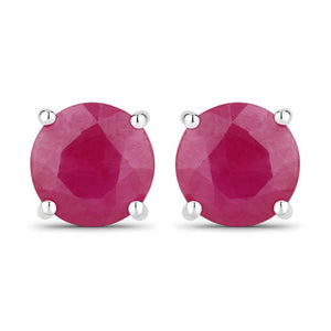 0.86 Carat Genuine Ruby 14K White Gold Earrings