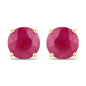 0.86 Carat Genuine Ruby 14K Yellow Gold Earrings