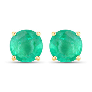 0.72 Carat Genuine Zambian Emerald 10K Yellow Gold Earrings