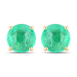 0.72 Carat Genuine Zambian Emerald 14K Yellow Gold Earrings