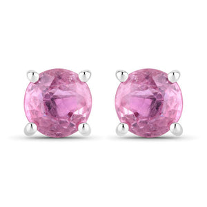 1.30 Carat Genuine Pink Sapphire 10K White Gold Earrings