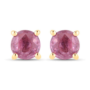 1.30 Carat Genuine Pink Sapphire 10K Yellow Gold Earrings