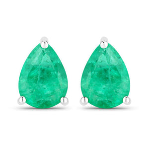 0.70 Carat Genuine Zambian Emerald 14K White Gold Earrings