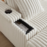 84-Inch Corduroy 3-Seater Sofa with Pillows and Ottomans