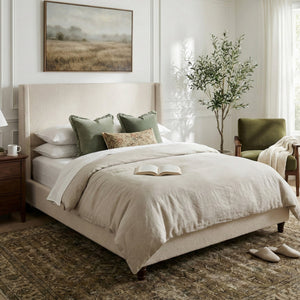52.7" Tall Wingback Upholstered King Size Platform Bed Frame