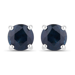 1.30 Carat Genuine Blue Sapphire 14K White Gold Earrings