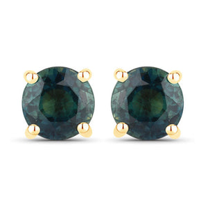 1.30 Carat Genuine Blue Sapphire 14K Yellow Gold Earrings