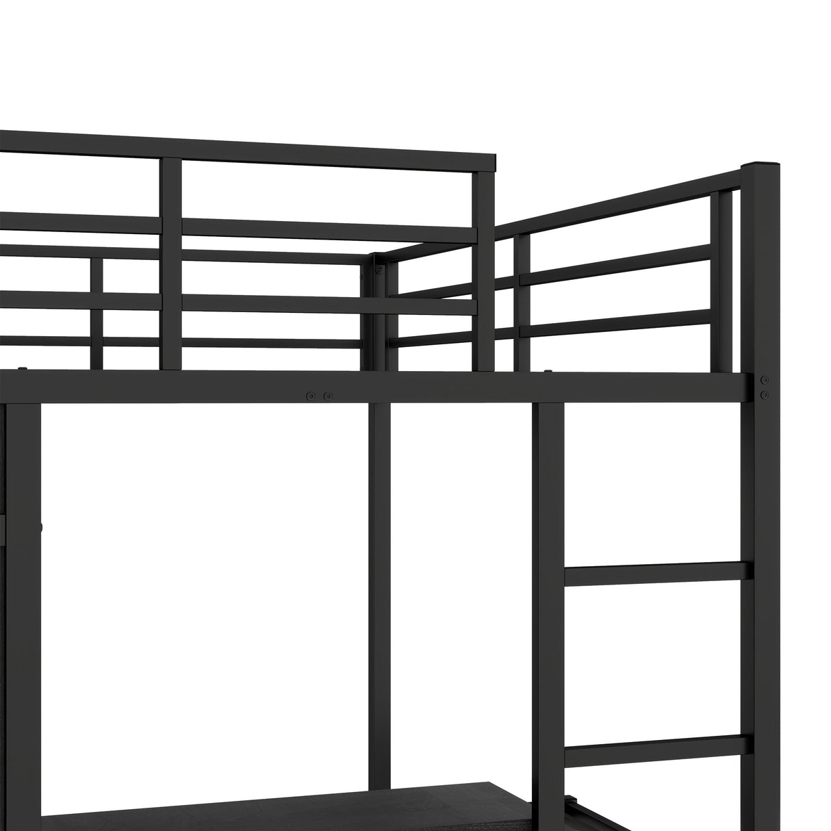 Full XL Over Twin Metal Bunk Bed with Folding Desk and Closet