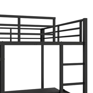 Full XL Over Twin Metal Bunk Bed with Folding Desk and Closet