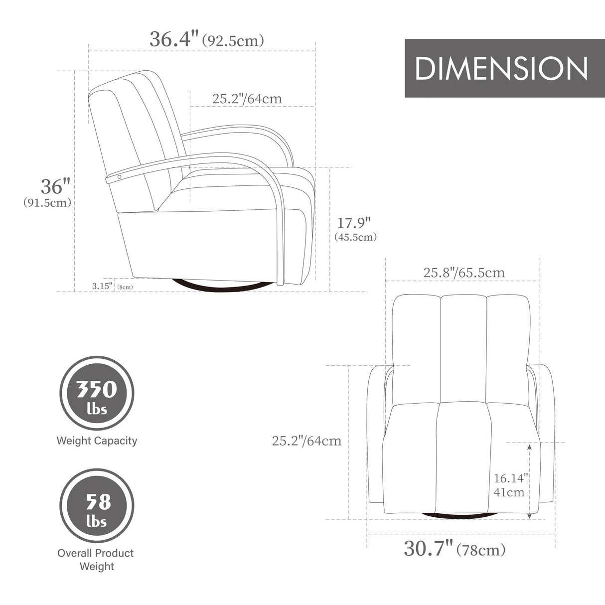 360° Swivel Accent Chair With Armrests