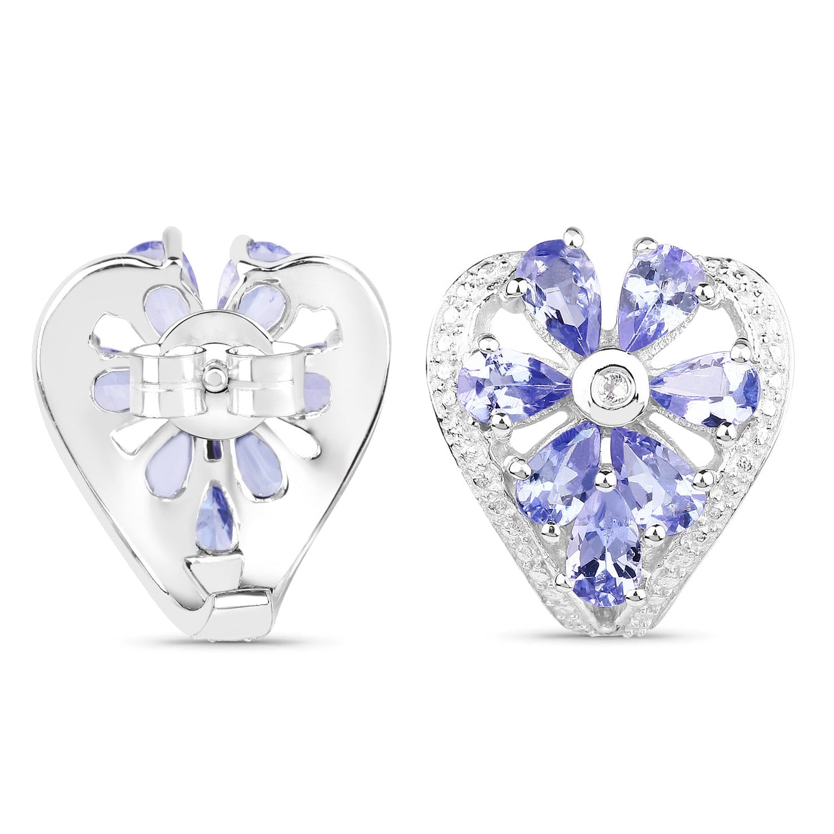 2.97 Carat Genuine Tanzanite & White Topaz .925 Sterling Silver Earrings
