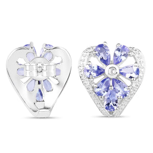 2.97 Carat Genuine Tanzanite & White Topaz .925 Sterling Silver Earrings