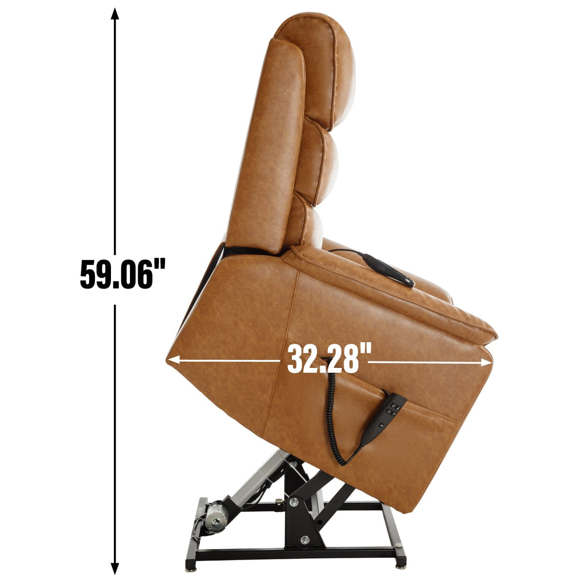 Brown Leatheraire Power Lift Recliner Chair with Dual Motor and Massage - Brown