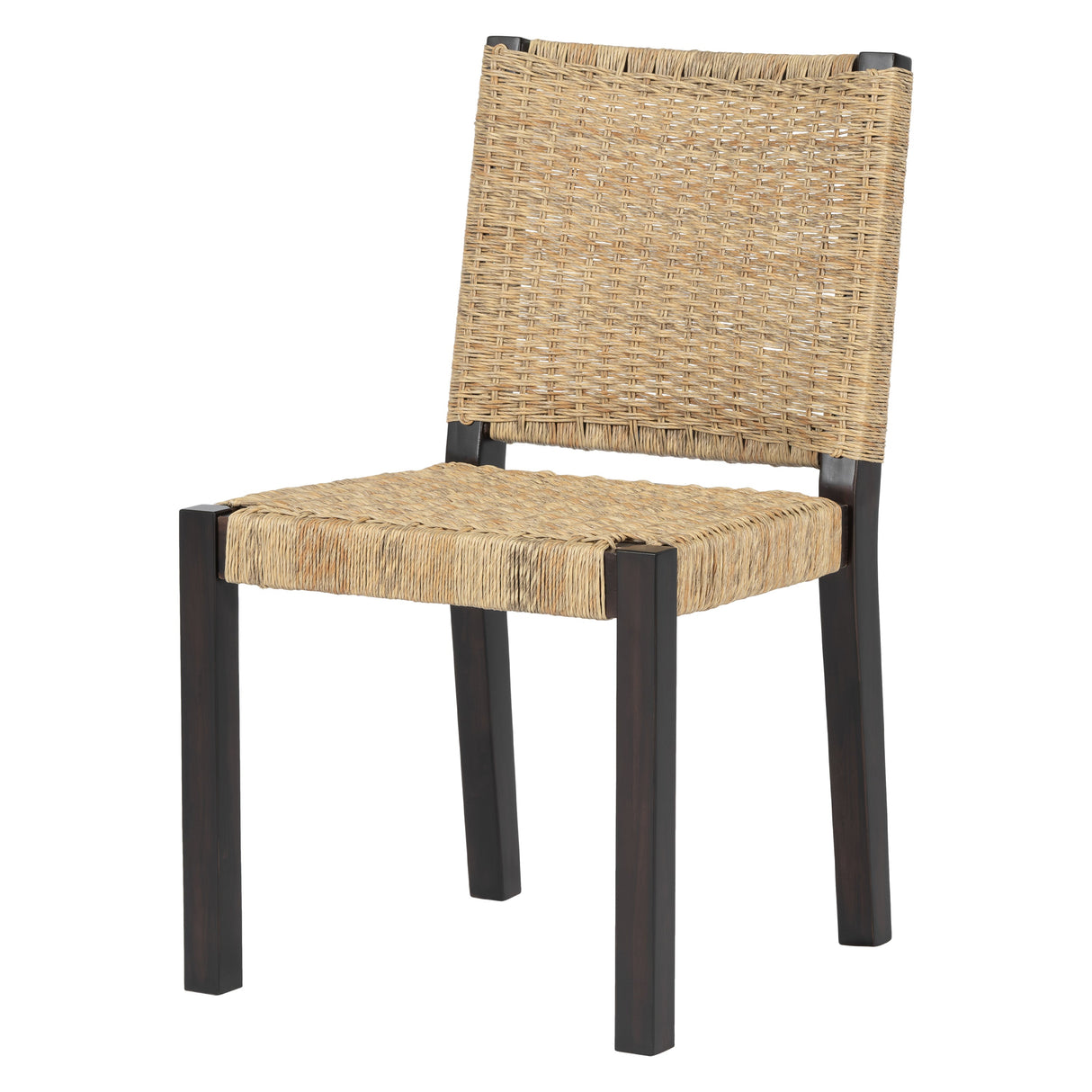 Solid Wood Rattan Backrest Dining Chairs, Set of 2