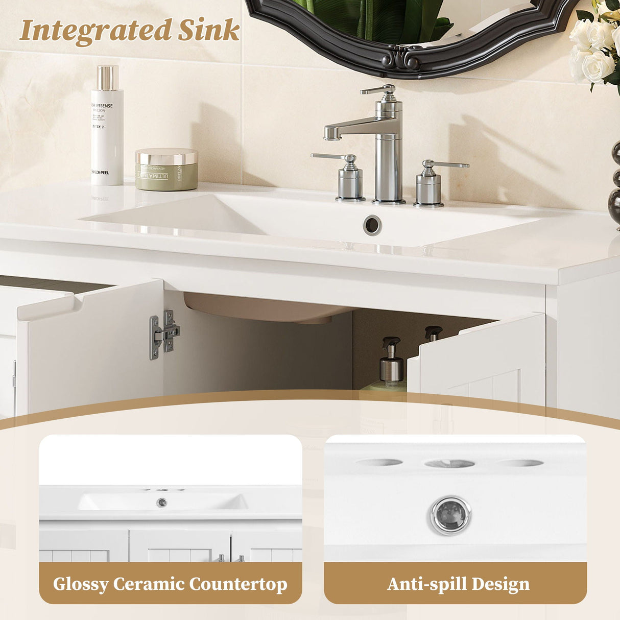 Wall Mounted Bathroom Vanity & Sink, 2 Drawers