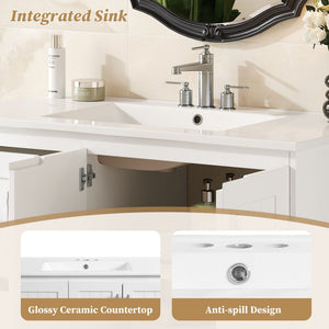 Wall Mounted Bathroom Vanity & Sink, 2 Drawers