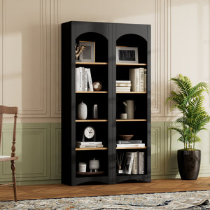 On-Trend Free Standing 5 Tier Bookshelves, Bookcases Set of 2