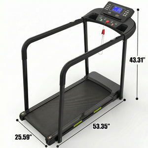 Walking Pad Treadmill With Foldable Design, Large LED Display, Stable Handrails - Black