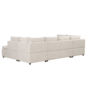 Oversized Sectional Sofa U-Shaped Sofa Couch Pull-Out Sofa Bed With Two Throw Pillows For Living Room