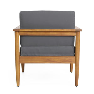 Outdoor Club Chair, Patio Chair With Teak Acacia Wood Frame - Dark Gray