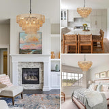 Boho Rattan Chandelier Four-Tier Handwoven Rattan Chandelier