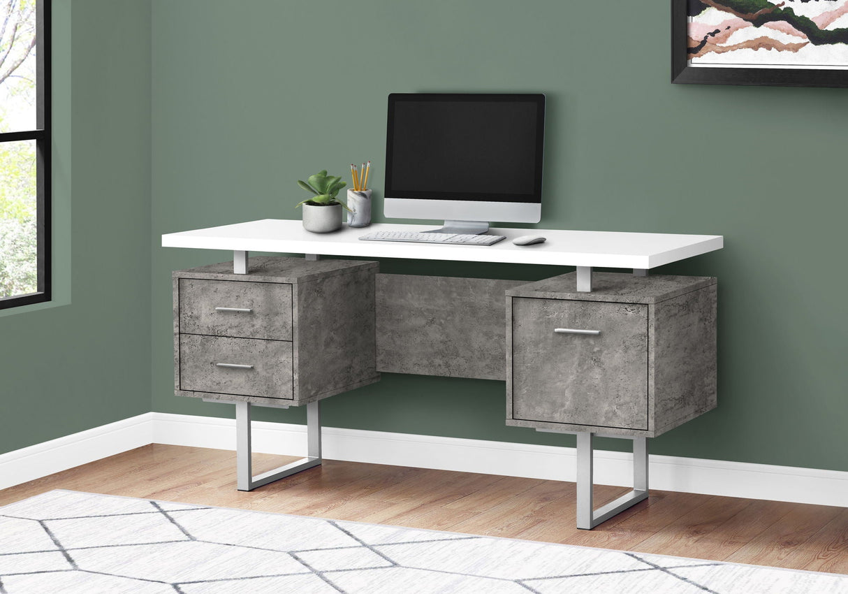 Computer Desk For Home Office, Laptop, Left, Right Set-Up, Storage Drawers, Contemporary & Modern
