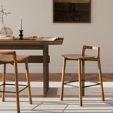 Sven 26.5' Modern Minimalist Low Back Wood Counter Stool, Dark Brown Walnut