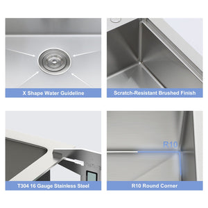 Drop In Kitchen Sink With Pull Down Faucet And Soap Dispenser